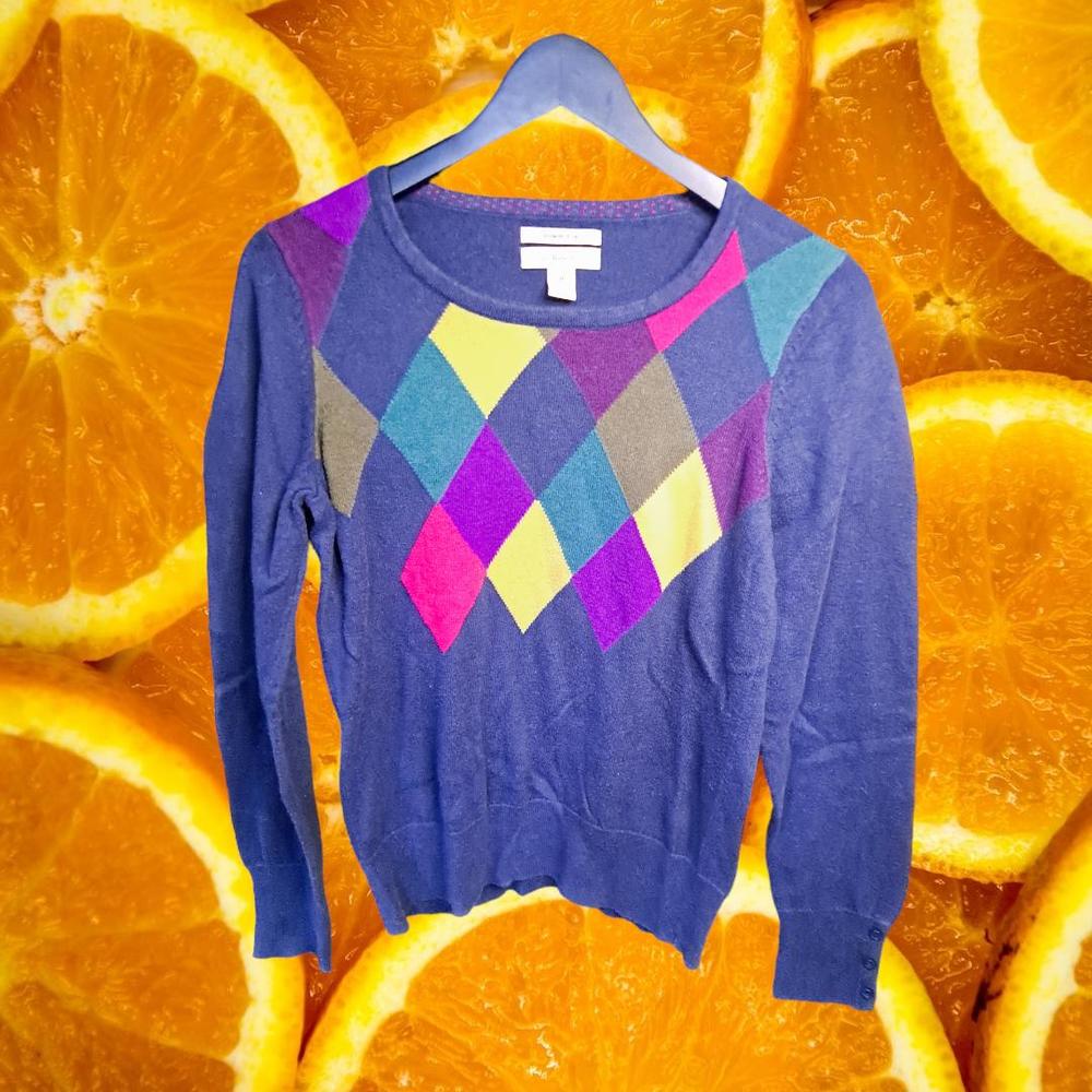 GH Bass & Co‎ Blue Colorful Argyle Sweater Size Medium